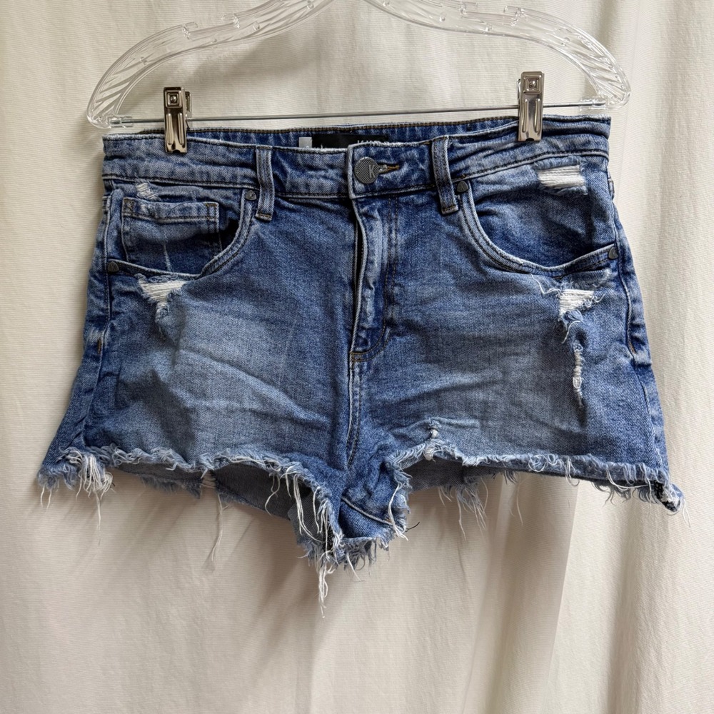 Kut from the Kloth Jane High Rise Distressed Denim Shorts Blue Size 8 Fray
